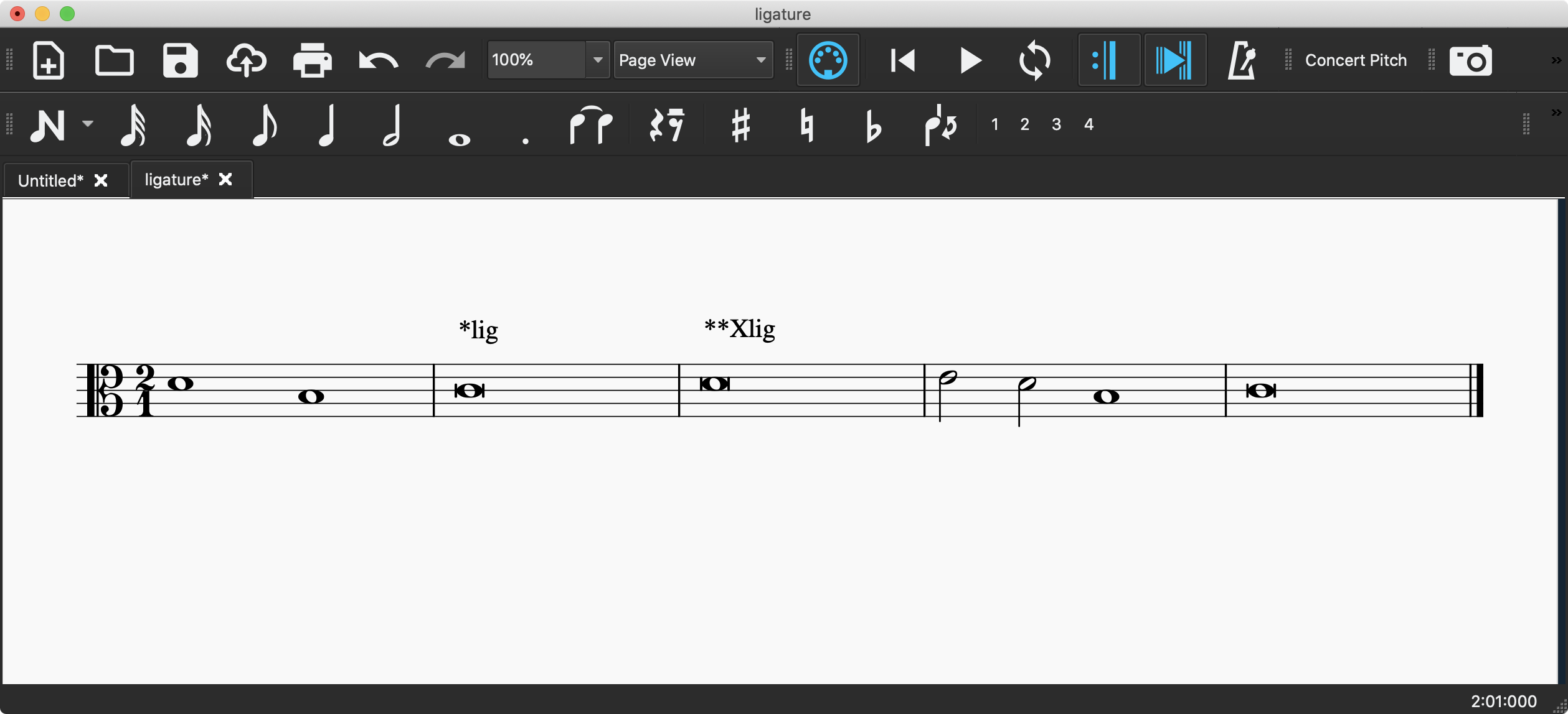 Adding ligature interpretations in MuseScore